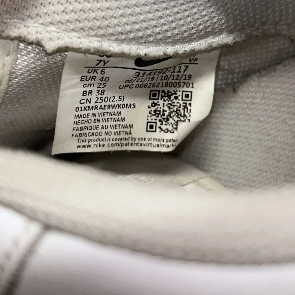 Nike Air Force 1 AF1 Low Triple White 314192-117 Youth US Size 7Y Sneaker Shoes